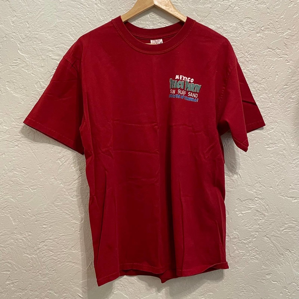 Mexico Beach Party Poster Girl Red Vintage Tee Size Large